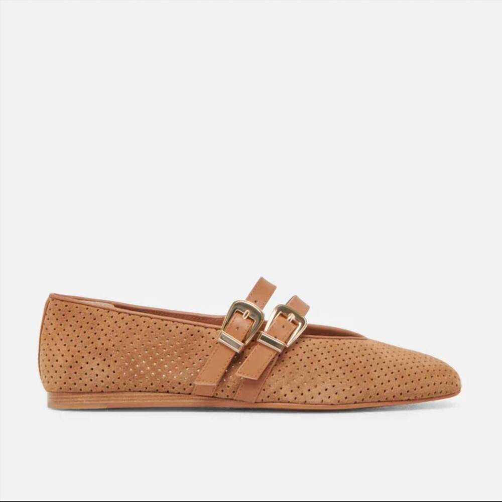 NEW DOLCE VITA women's baylee grommet flat shoes in pecan